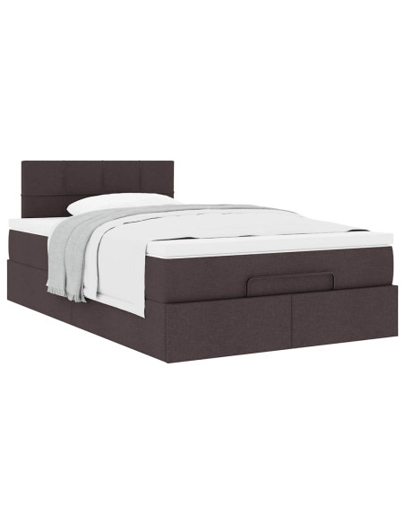 Pouf Letto con Materasso Marrone Scuro 120x200 cm in Tessuto