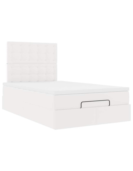 Struttura Letto Pouf con Materasso Bianco 120x190 cm Similpelle