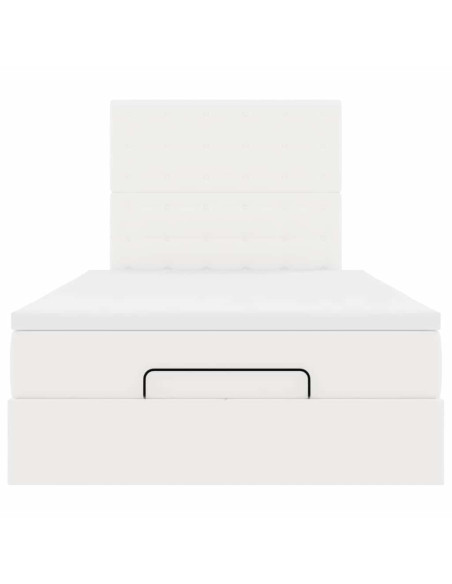 Struttura Letto Pouf con Materasso Bianco 120x190 cm Similpelle