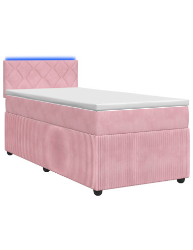 Letto box spring con materasso Rosa 80 x 200 cm Velluto
