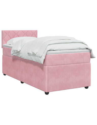 Letto box spring con materasso Rosa 80 x 200 cm Velluto