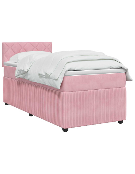Letto box spring con materasso Rosa 80 x 200 cm Velluto