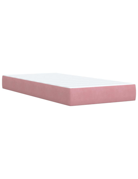 Letto Box Spring LED con Materasso Rosa 90 x 190 cm Velluto