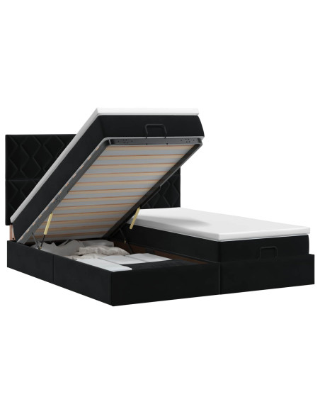 Letto ottomano con materasso con testiera 2 pz Nero Velluto