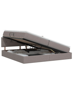 Letto con contenitore e materasso Tortora 200 x 200 cm Velluto