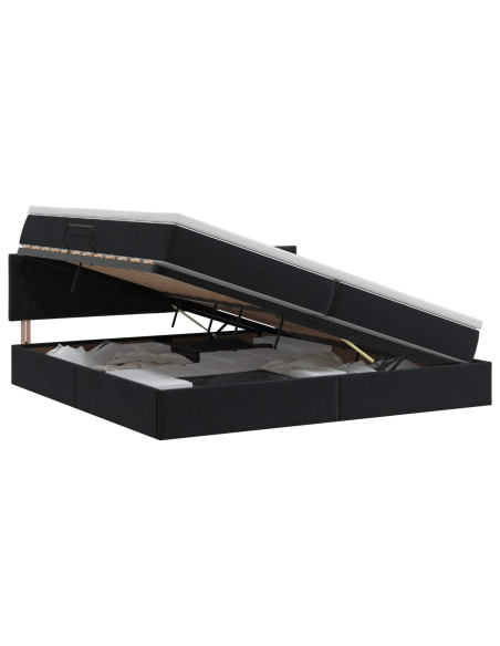 Letto con Contenitore con testiera Nero 200 x 200 cm Velluto