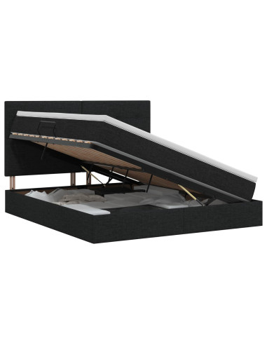 Letto con contenitore e materasso Nero 140 x 190 cm Tessuto