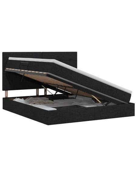 Letto con contenitore e materasso Nero 140 x 190 cm Tessuto