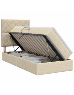 Letto con contenitore e materasso Crema 100 x 200 cm Tessuto