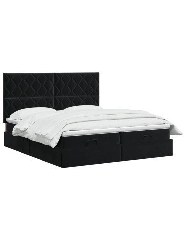 Letto ottomano con materasso con testiera 2 pz Nero Velluto