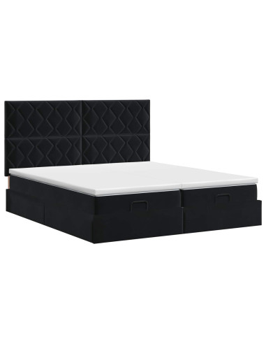 Letto ottomano con materasso con testiera 2 pz Nero Velluto