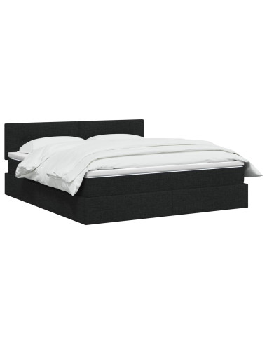 Letto con contenitore e materasso Nero 140 x 190 cm Velluto