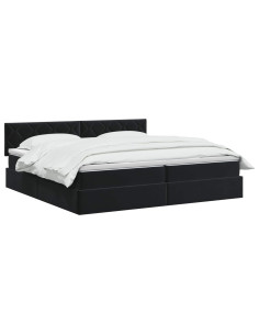 Letto con Contenitore con testiera Nero 200 x 200 cm Velluto 2