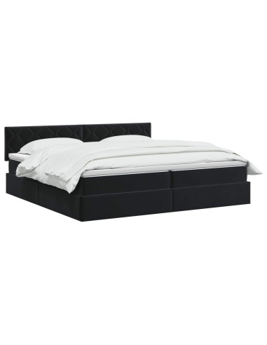 Letto con Contenitore con testiera Nero 200 x 200 cm Velluto