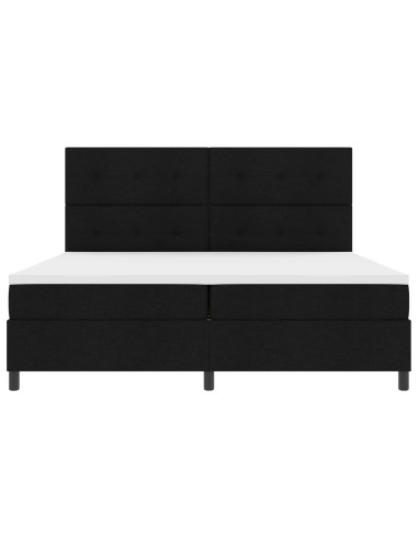 Letto a molle con strisce LED Nero 200 x 200 cm Tessuto