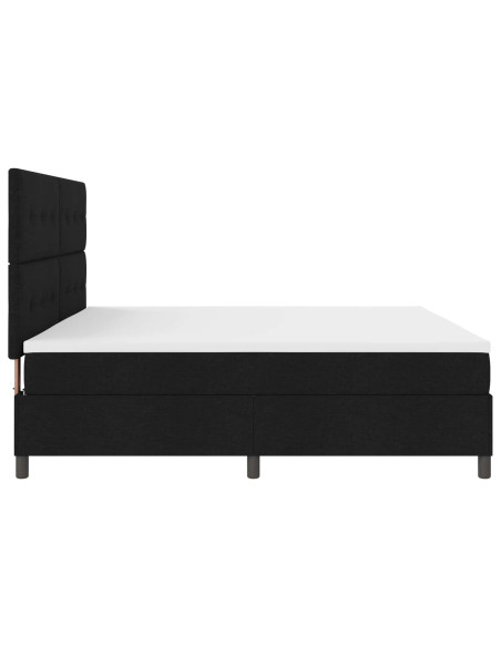 Letto a molle con strisce LED Nero 200 x 200 cm Tessuto