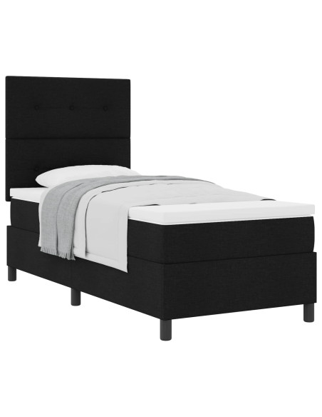 Letto a molle con testiera Nero 100 x 200 cm Tessuto