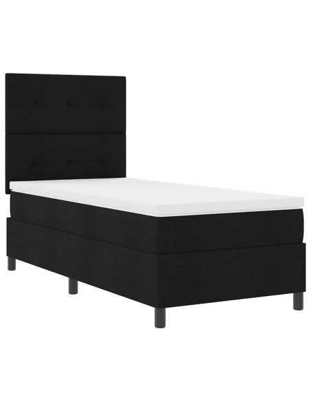 Letto a molle con testiera Nero 100 x 200 cm Tessuto
