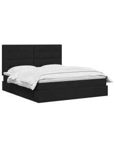 Letto con contenitore e materasso Nero 140 x 190 cm Tessuto 2
