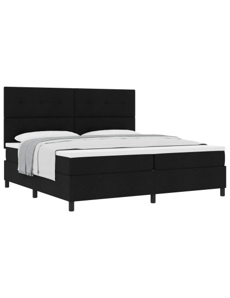 Letto a molle con testiera Nero 200 x 200 cm Tessuto