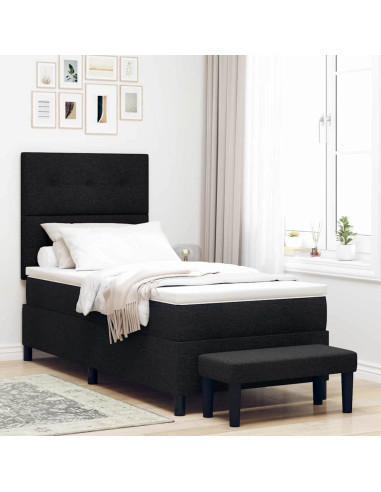 Letto a molle con testiera Nero 100 x 200 cm Tessuto