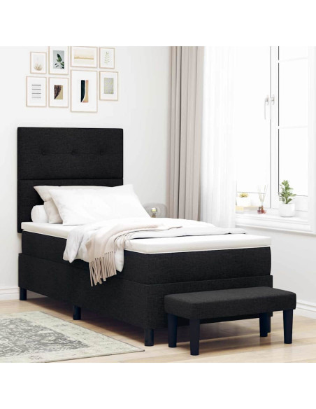 Letto a molle con testiera Nero 100 x 200 cm Tessuto