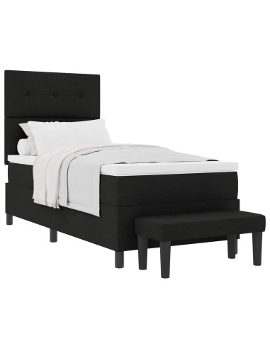 Letto a molle con testiera Nero 100 x 200 cm Tessuto