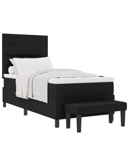 Letto a molle con testiera Nero 100 x 200 cm Tessuto