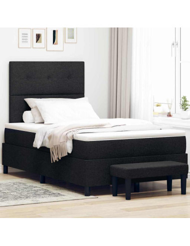 Letto a molle con cuscino Nero 120 x 200 cm Tessuto