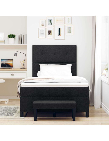 Letto a molle con cuscino Nero 120 x 200 cm Tessuto