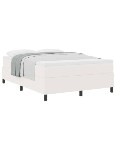 Letto a molle Crema e Bianco 140 x 200 cm Tessuto in Cords