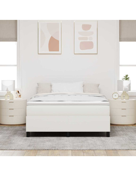 Letto a molle Crema e Bianco 140 x 200 cm Tessuto in Cords