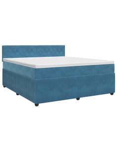 Letto box spring con materasso Blu Scuro 180 x 200 cm Velluto 2