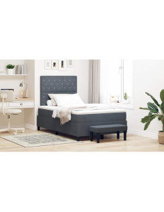 Letto a molle con testiera Grigio scuro 190 x 120 cm Velluto