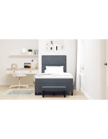 Letto a molle con testiera Grigio scuro 190 x 120 cm Velluto