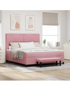 Letto a molle con testiera Rosa 200 x 180 cm Velluto