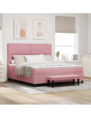 Letto a molle con testiera Rosa 200 x 180 cm Velluto