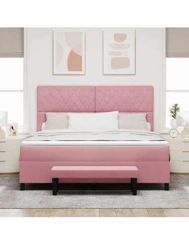 Letto a molle con testiera Rosa 200 x 180 cm Velluto