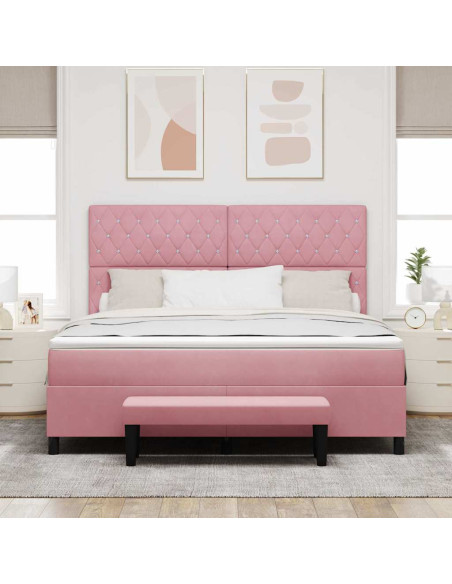 Letto a molle con testiera Rosa 200 x 180 cm Velluto
