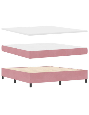 Letto a molle con testiera Rosa 200 x 180 cm Velluto