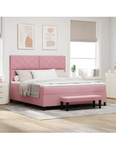 Letto a molle con testiera Rosa 200 x 180 cm Velluto