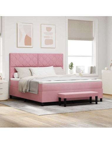 Letto a molle con testiera Rosa 200 x 180 cm Velluto