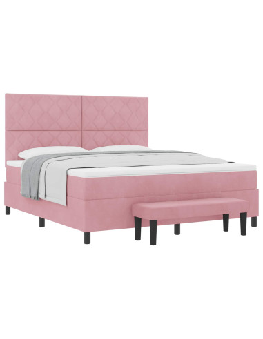Letto a molle con testiera Rosa 200 x 180 cm Velluto