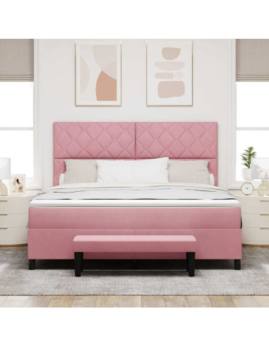Letto a molle con testiera Rosa 200 x 180 cm Velluto