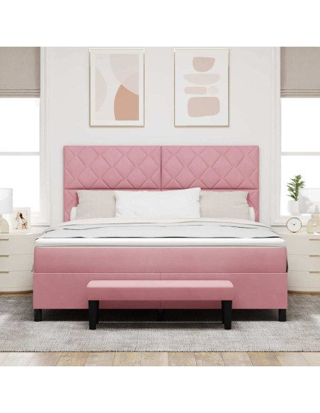 Letto a molle con testiera Rosa 200 x 180 cm Velluto
