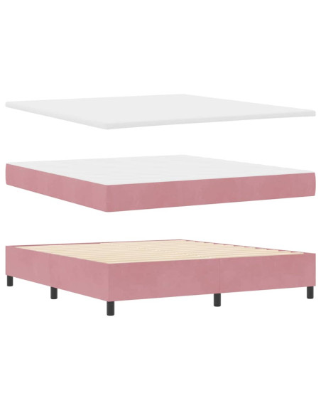 Letto a molle con testiera Rosa 200 x 180 cm Velluto
