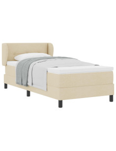 Letto a molle con testiera Crema 90 x 200 cm Tessuto 2