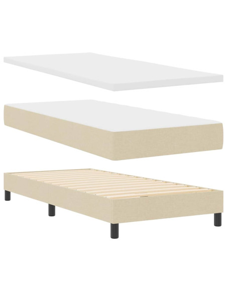 Letto a molle con testiera Crema 90 x 200 cm Tessuto