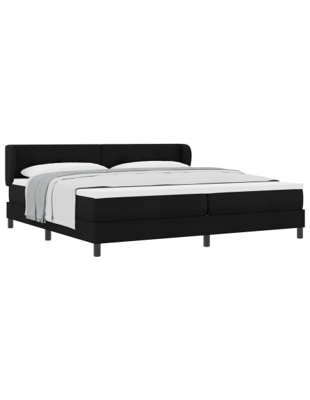 Letto a molle con testiera Nero 200 x 200 cm Tessuto