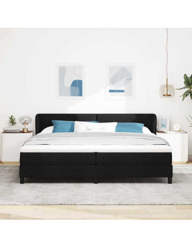 Letto a molle con testiera Nero 200 x 200 cm Tessuto